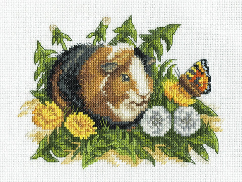 Siuvinėjimo komplektas kryželiu „Jūrų kiaulytė“, 18 × 14 cm — mielas motyvas - kaSiulai.lt