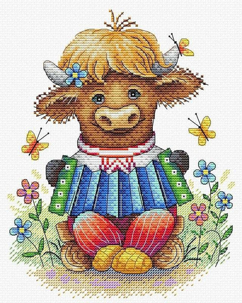 Siuvinėjimo komplektas kryželiu „Linksmas akordeonistas“, Aida 14, 23×18 cm - kaSiulai.lt