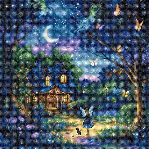Siuvinėjimo komplektas kryželiu „Luna’s Garden“ 27×27 cm - kaSiulai.lt