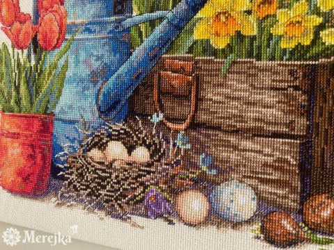 Siuvinėjimo komplektas kryželiu „Pavasario sodas“ 27×40 cm - kaSiulai.lt