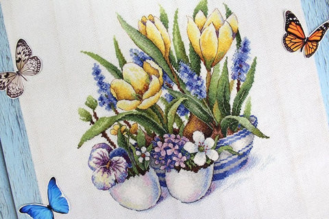 Siuvinėjimo komplektas kryželiu „Pirmasis pavasario dvelksmas“ - kaSiulai.lt