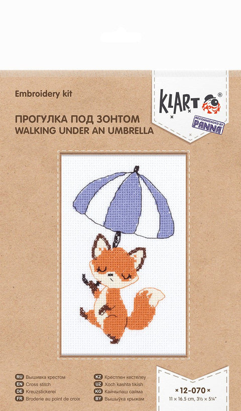 Siuvinėjimo komplektas kryželiu „Po skėčiu“, 11 × 16,5 cm - kaSiulai.lt