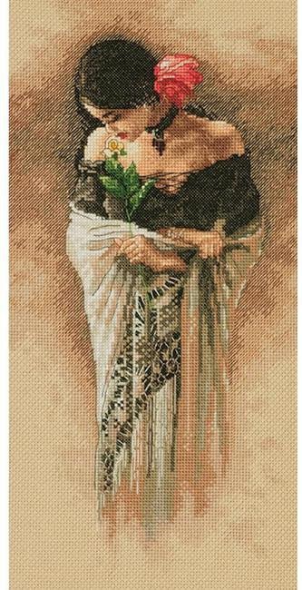 Siuvinėjimo komplektas kryželiu „Rožė“, 18×36 cm — elegantiškam rankdarbiui - kaSiulai.lt