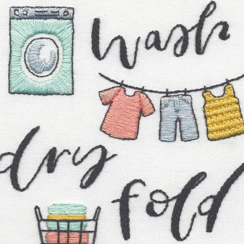 Siuvinėjimo komplektas kryželiu „Wash • Dry • Fold“ skalbyklos dekorui - kaSiulai.lt