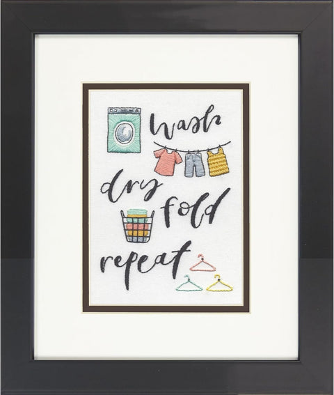 Siuvinėjimo komplektas kryželiu „Wash • Dry • Fold“ skalbyklos dekorui - kaSiulai.lt