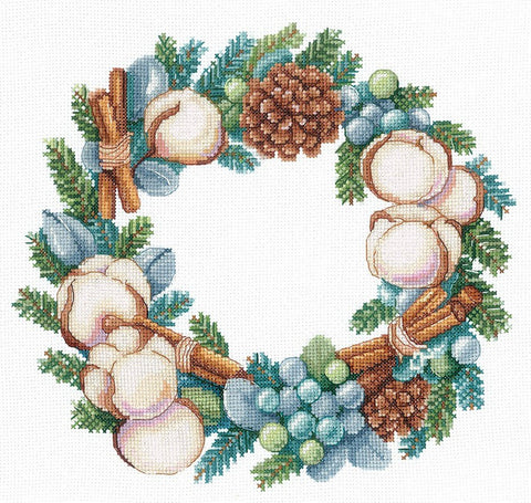Siuvinėjimo komplektas kryželiu „Žiemos aromatas“ — Aida 14, 25×23 cm - kaSiulai.lt