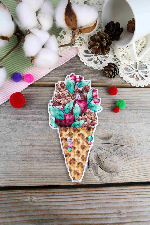 Siuvinėjimo komplektas kryželiu „Žiemos skonis“, 16×8 cm — puiki dovana - kaSiulai.lt