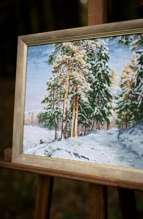 Siuvinėjimo komplektas kryželiu „Žiemos žavesys“ — žiemos peizažas - kaSiulai.lt