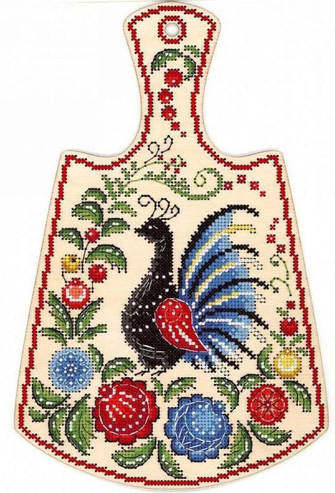 Siuvinėjimo komplektas — margaspalvis povas ant perforuoto medinio pagrindo, 16 spalvų, 29×19 cm - kaSiulai.lt
