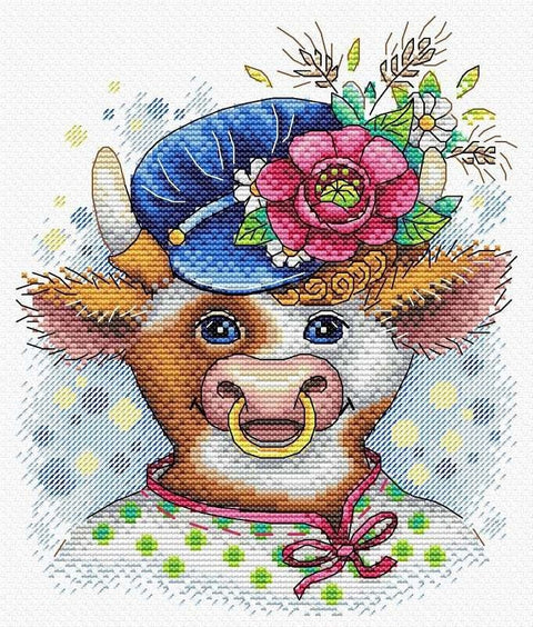 Siuvinėjimo komplektas „Pirmasis kaime“ — Aida 14, 26 spalvos, 20×17 cm - kaSiulai.lt