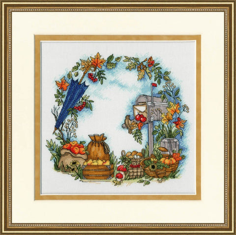 Siuvinėjimo komplektas „Rudeniniai laiškai“ — Murano 32 ct, Madeira, 23,3×24,7 cm - kaSiulai.lt