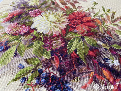 Siuvinėjimo komplektas „Rudens paslaptys“ 30×40 cm — šiltas namų dekoras - kaSiulai.lt