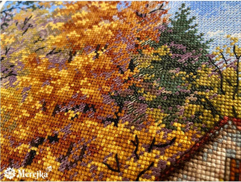 Siuvinėjimo komplektas Vandens malūnas — Aida 16 (kapučino), DMC, 31×40 cm - kaSiulai.lt