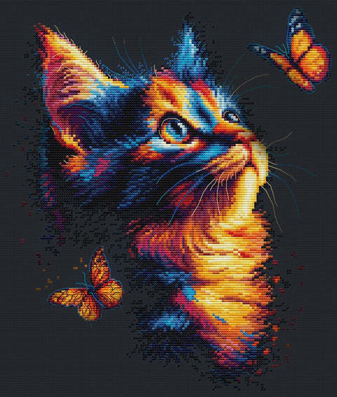 Siuvinėjimo kryželiu komplektas „Drugelių žavesys“, 25×30 cm - kaSiulai.lt
