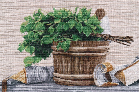 Siuvinėjimo kryželiu komplektas „Pirtelės malonumai“ 35×25 cm - kaSiulai.lt