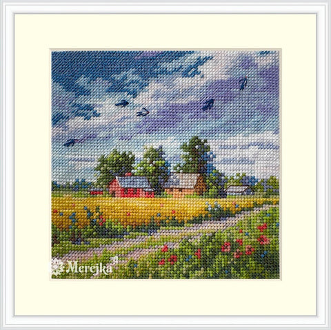 Siuvinėjimo kryželiu rinkinys „Vasara“ 11,5×11,5 cm – vasariškas motyvas dovanai ir namų dekorui