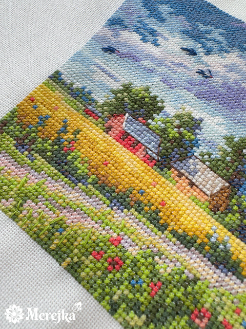 Siuvinėjimo kryželiu rinkinys „Vasara“ 11,5×11,5 cm – vasariškas motyvas dovanai ir namų dekorui