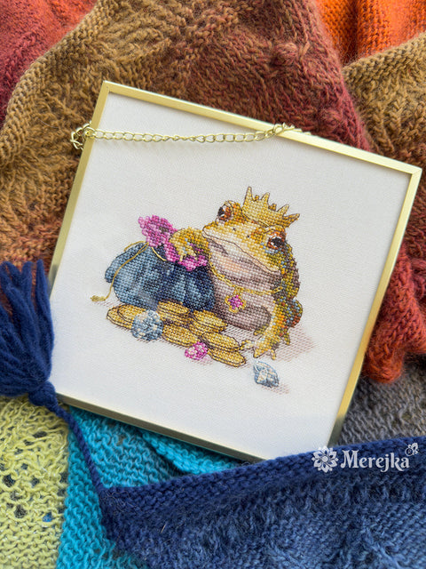 Merejka kryželių siuvinėjimo rinkinys „Auksinė rupūžė“ 11 × 12 cm