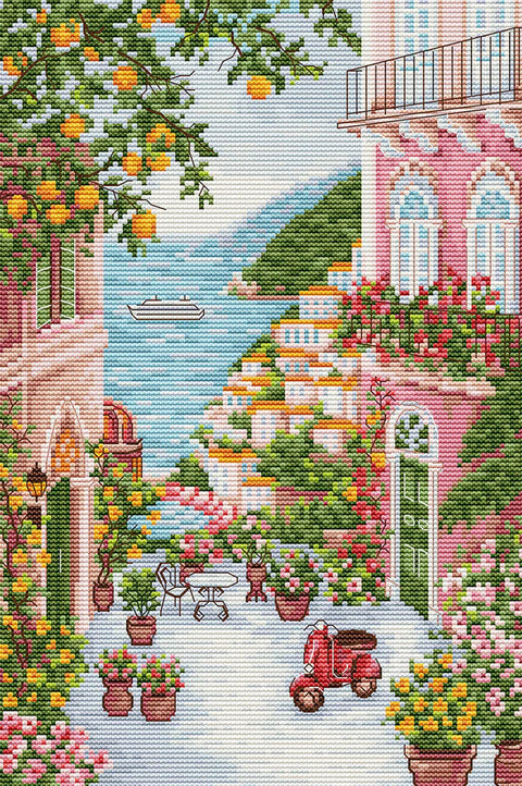 Siuvinėjimo kryželiu rinkinys „Pozitanas“ 17,5 x 26 cm