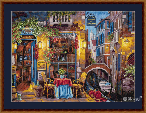 Merejka Venecijos romantika — kryželių siuvinėjimo rinkinys Aida 16, DMC, 30×40 cm