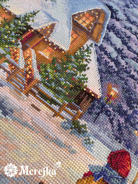 Kalėdinis kryželiu siuvinėjimo komplektas „Carol of the Bells“, 30×41 cm