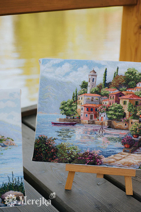 Siuvinėjimo kryželiu rinkinys „Pajūrio sodai“ 31 x 40 cm