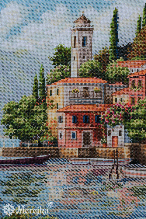 Siuvinėjimo kryželiu rinkinys „Pajūrio sodai“ 31 x 40 cm