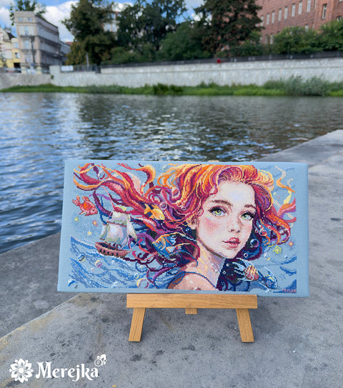 Kryželiu siuvinėjimo rinkinys „Vanduo“ 36,5 × 20 cm – namų sienų dekorui
