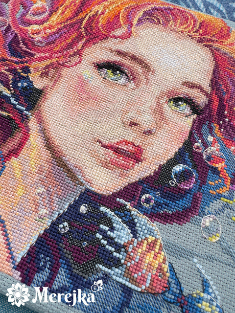 Kryželiu siuvinėjimo rinkinys „Vanduo“ 36,5 × 20 cm – namų sienų dekorui