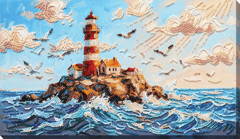 Siuvinėjimo karoliukais rinkinys „Švyturys virš bangų“ 20 x 36 cm