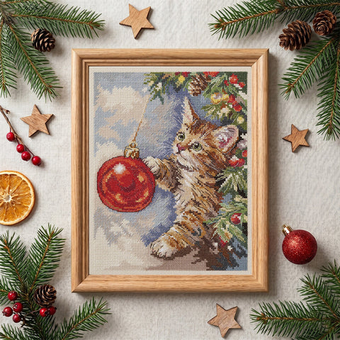 Siuvinėjimo kryželiu rinkinys „Pūkuotas išdykėlis“ 17 x 22 cm