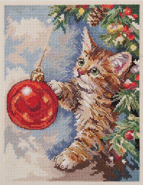 Siuvinėjimo kryželiu rinkinys „Pūkuotas išdykėlis“ 17 x 22 cm