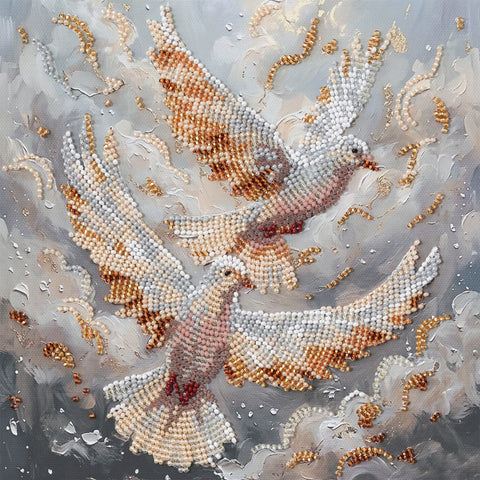 Siuvinėjimo karoliukais rinkinys „Balandžių šokis“ 20 x 20 cm