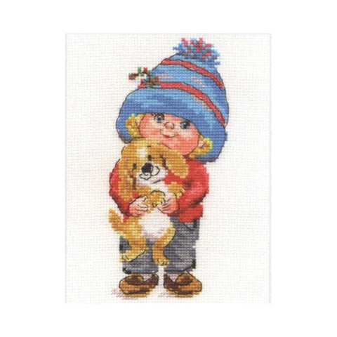 Siuvinėjimo rinkinys Alisa "Berniukas ir šunelis" 0-63 (8x16 cm) - kaSiulai.lt