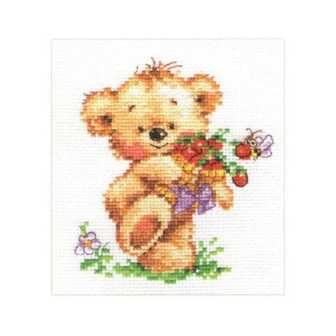 Siuvinėjimo rinkinys Alisa "Meškiukas su bitute" 0-71 (11x12 cm) - kaSiulai.lt