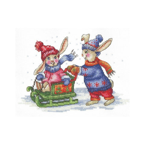 Siuvinėjimo rinkinys Andriana Bunnies Winter Games SANZ-43 20x13.5cm - kaSiulai.lt