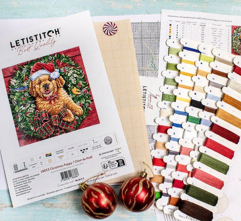 Siuvinėjimo rinkinys Christmas Puppy 26x26cm SLETIL8053 - 🧶kaSiulai.lt