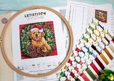 Siuvinėjimo rinkinys Christmas Puppy 26x26cm SLETIL8053 - 🧶kaSiulai.lt