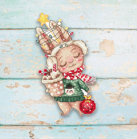 Siuvinėjimo rinkinys Christmas Rabbit / Ornament 14x8cm SLETIL8056 - 🧶kaSiulai.lt