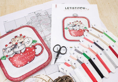 Siuvinėjimo rinkinys Counted "Meowy Christmas" - SU LANKELI - 11x9cm SLETIL8080 - 🧶kaSiulai.lt