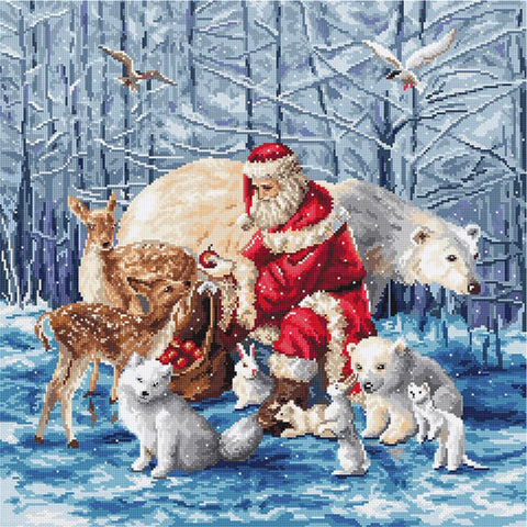 Siuvinėjimo rinkinys Counted "Santa and Friends" 38x38cm SLETIL8082 - 🧶kaSiulai.lt