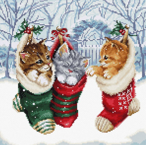 Siuvinėjimo rinkinys Counted "Snowy Kitties" 24x24cm SLETIL8087 - 🧶kaSiulai.lt