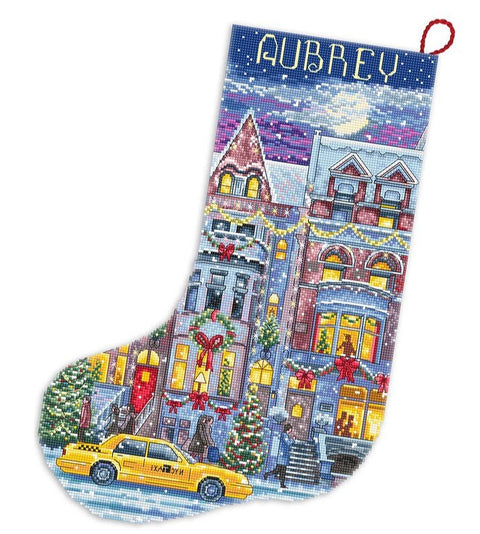 Siuvinėjimo rinkinys Counted "Winter Townhouse Stocking" 24,5x37cm SLETIL8085 - 🧶kaSiulai.lt