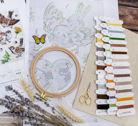 Siuvinėjimo rinkinys Cross - stitch kit "Sparrows" 23x22cm SLETIL8803 - 🧶kaSiulai.lt