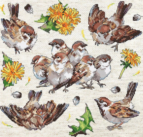 Siuvinėjimo rinkinys Cross - stitch kit "Sparrows" 23x22cm SLETIL8803 - 🧶kaSiulai.lt