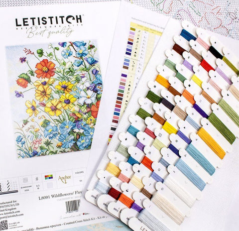 Siuvinėjimo rinkinys Cross - stitch kit "Wildflowers" 21x18cm SLETIL8091 - 🧶kaSiulai.lt