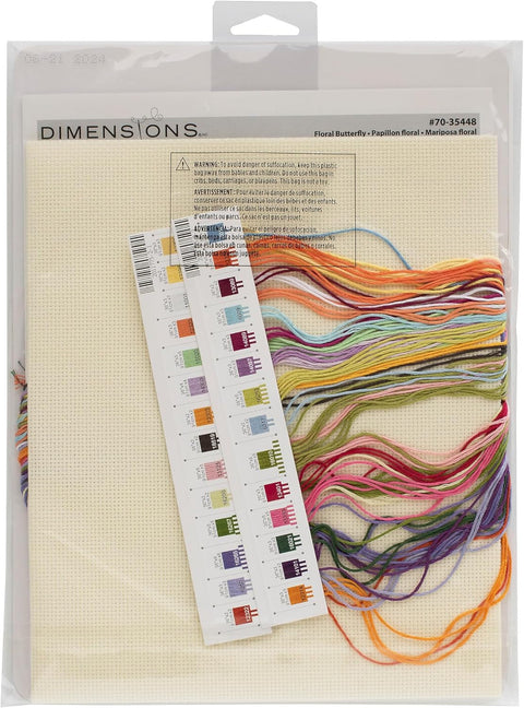 Dimensions siuvinėjimo kryželiu rinkinys „Gėlės ir drugelis“ — elegantiškas motyvas