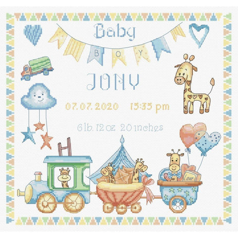 Siuvinėjimo rinkinys LetiStitch Baby Boy Record SLETI936 27x25cm - kaSiulai.lt