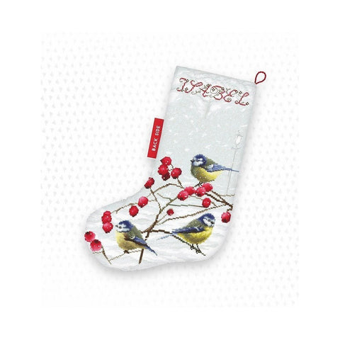Siuvinėjimo rinkinys LetiStitch Blue tits Stocking SLETI949 24.5x37cm - kaSiulai.lt
