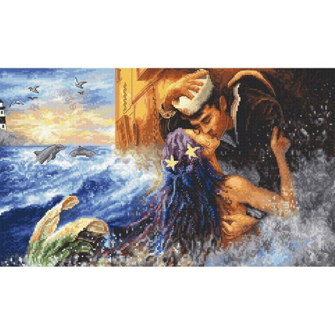 Siuvinėjimo rinkinys LetiStitch Mermaid Kiss SLETI940 38x23cm - kaSiulai.lt